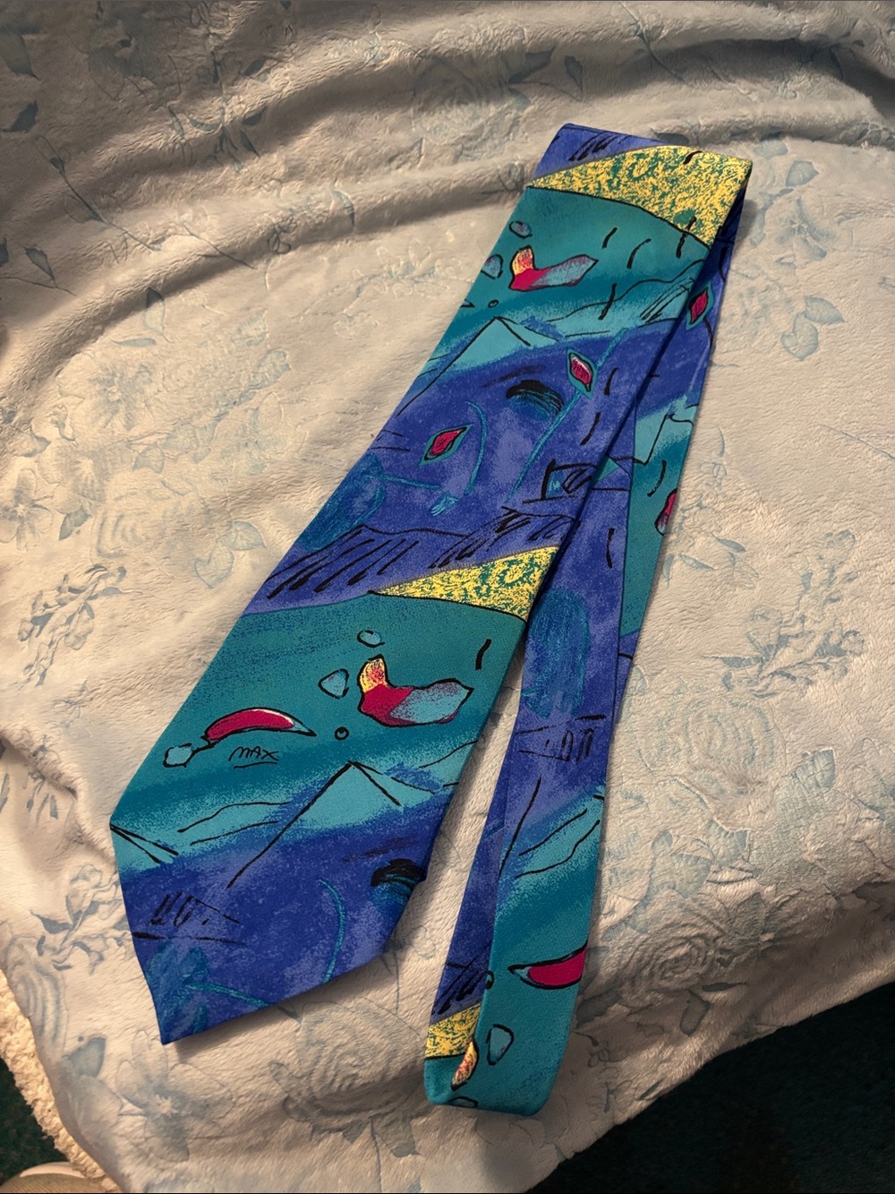 Neomax Abstract Blue & Teal Silk Tie